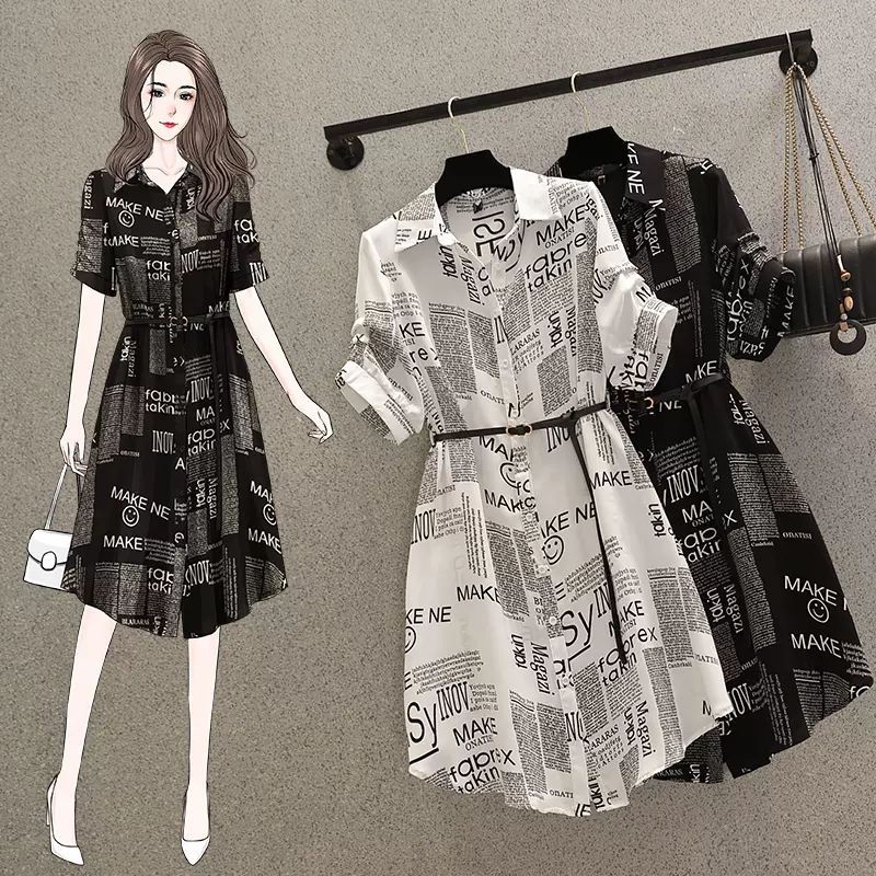 【Dress】一目ぼれ～レディースオシャレ配色ゆったりシャツワンピース体型カバー    W-6638